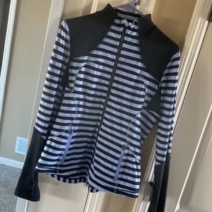 Lululemon Forme Define Jacket Sea Stripe Polar Haze Black Size 10